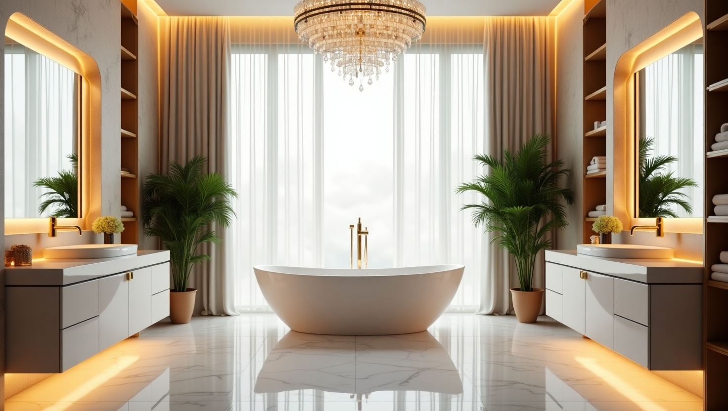 modern luxury bathroom with smart feature trends 2025 luxury bathroom contractors near me